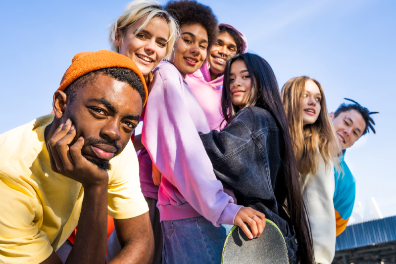 A group of diverse young adults. 