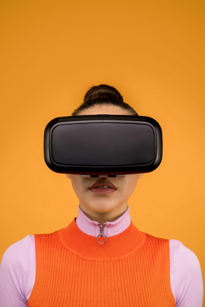 young women wearing virtual reality headsets