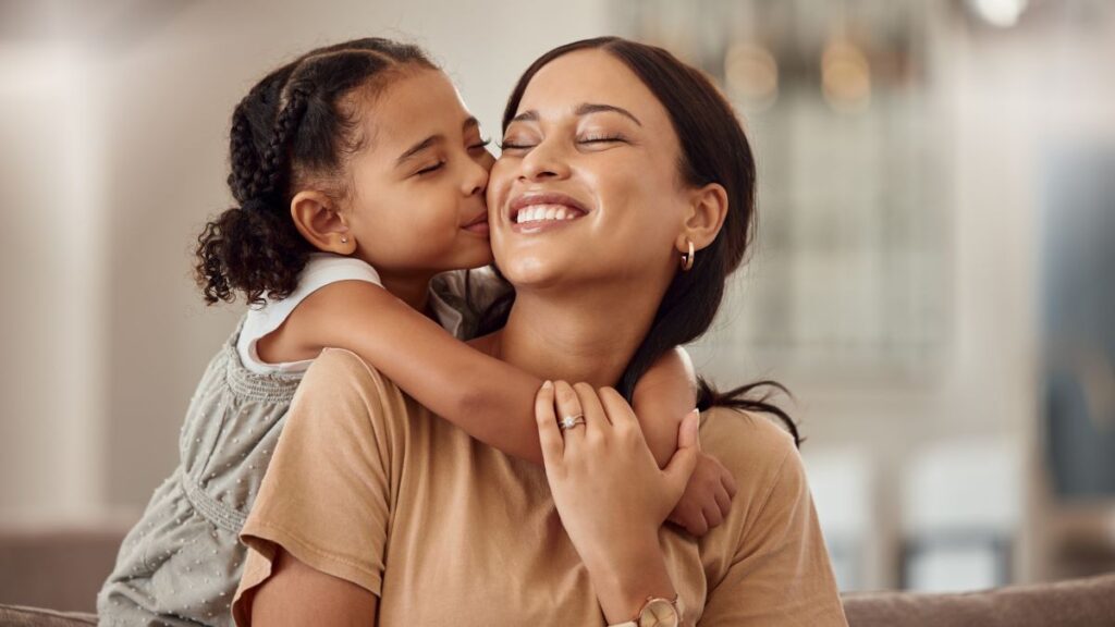 Parental love showing mother with young daughter