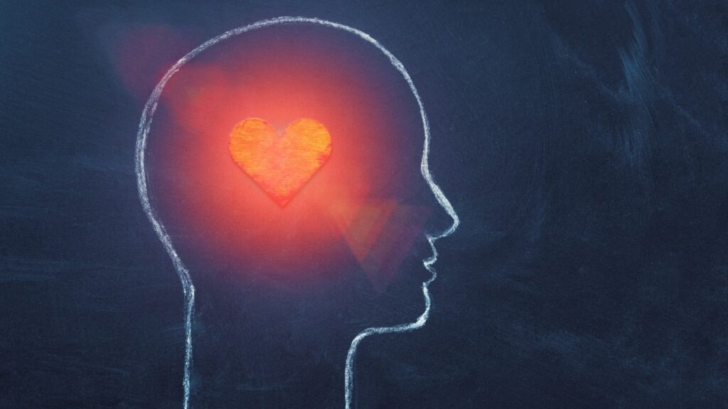 illustration of love heart in head