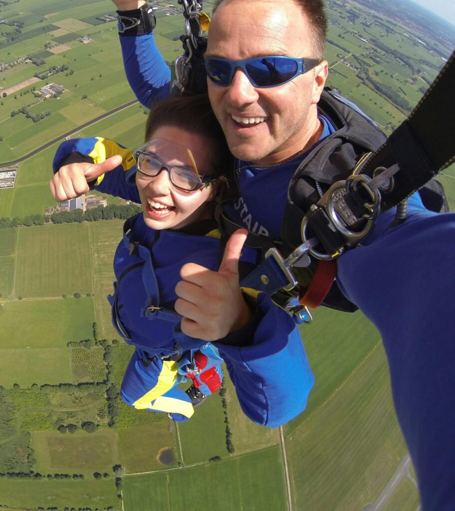 couple paragliding together