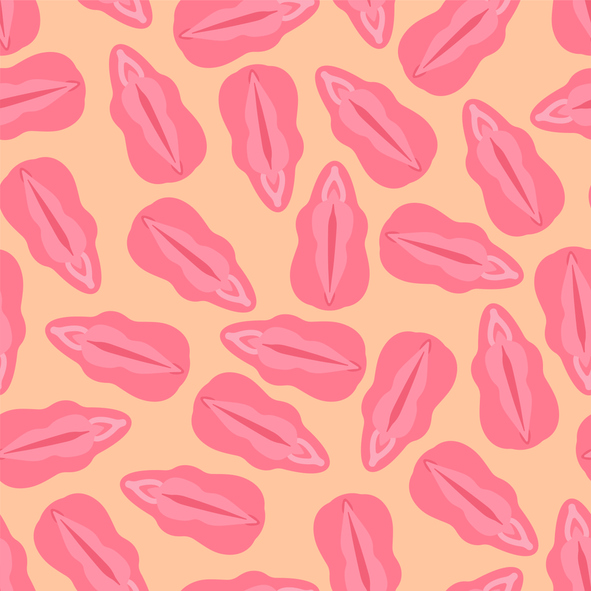 Vagina pattern seamless. Vulva background. Pussy woman organ texture. Ornament adult fabric