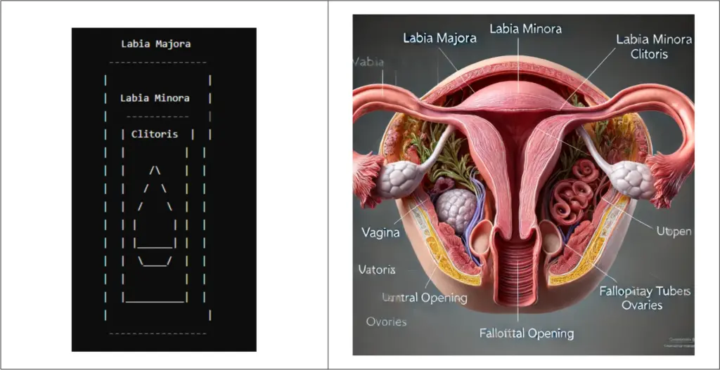 Images of the clitoris attempted by ChatGPT and DALL-E